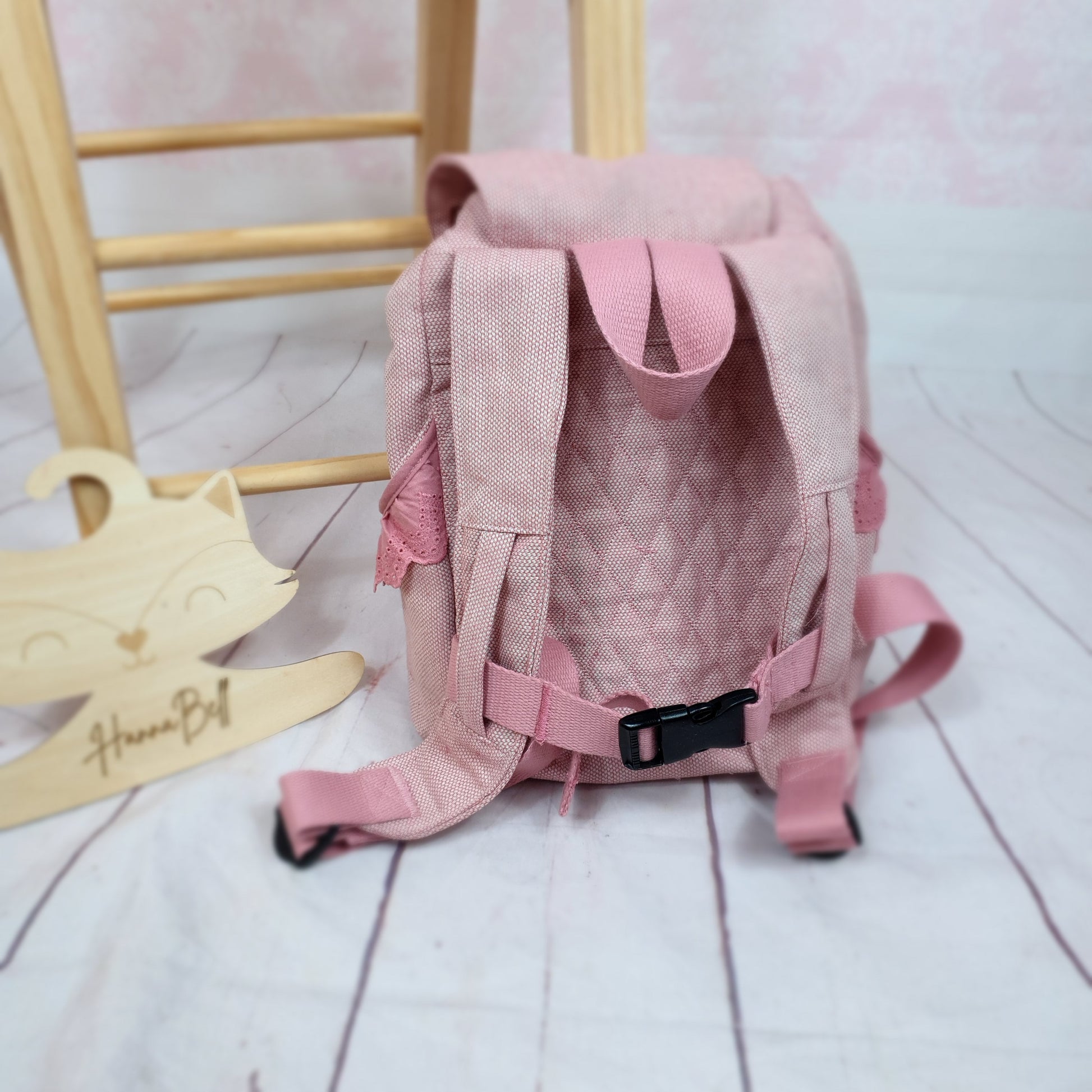 Kindergartenrucksack in rosa mit Fuchs bestickt / Wunschnamen optional möglich