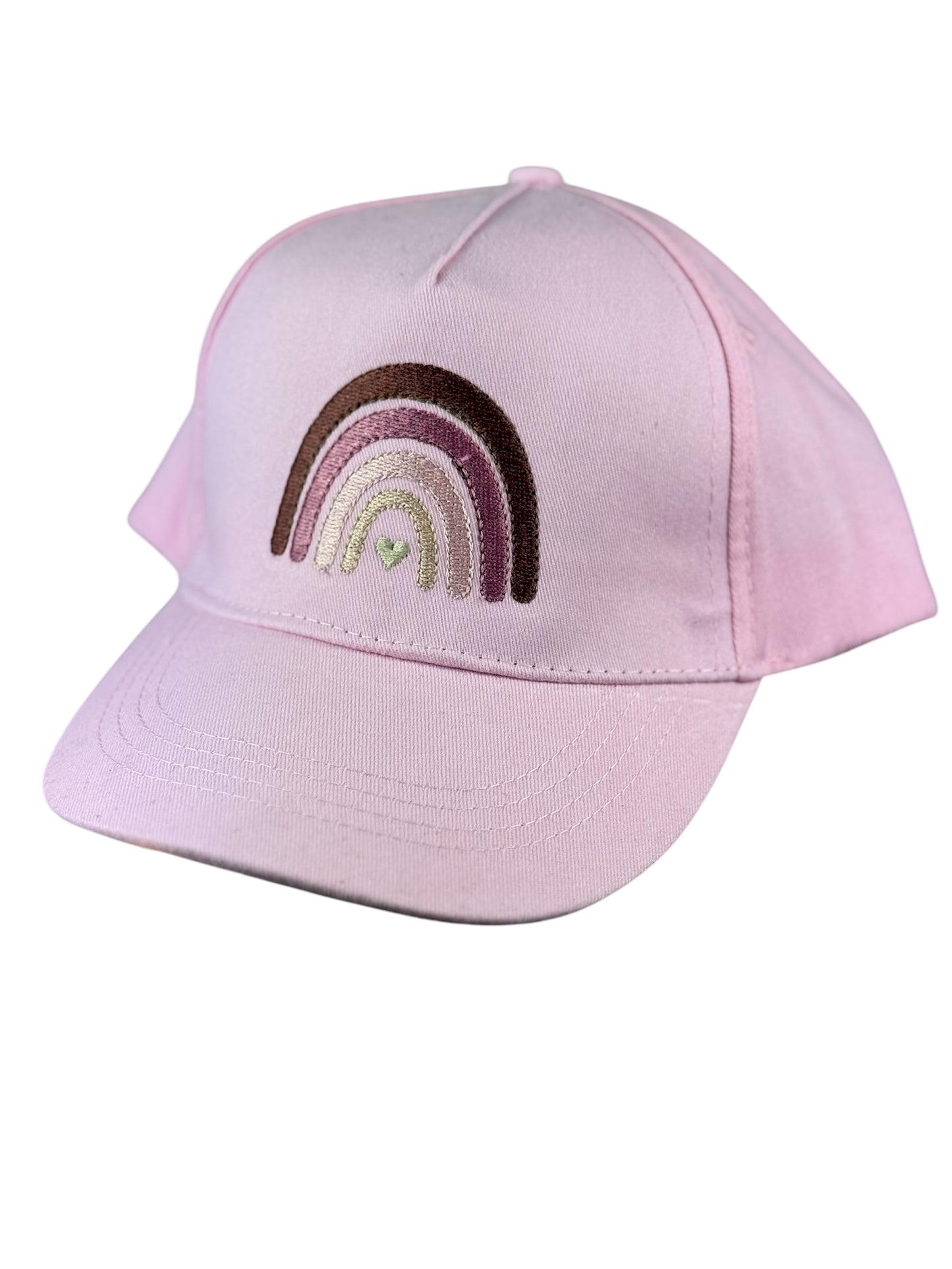 Personalisierte Kinderkappe - Rosa Cap mit Regenbogen Stickerei