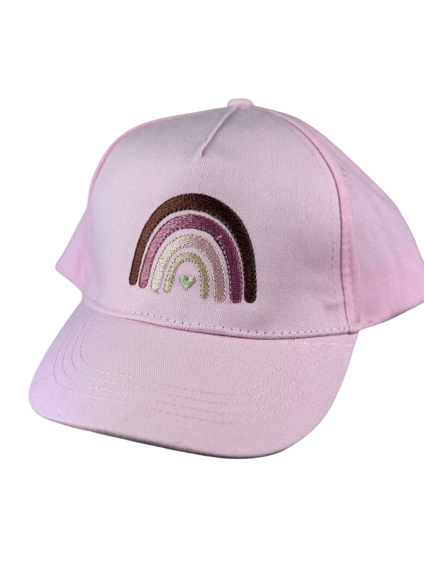 Personalisierte Kinderkappe - Rosa Cap mit Regenbogen Stickerei